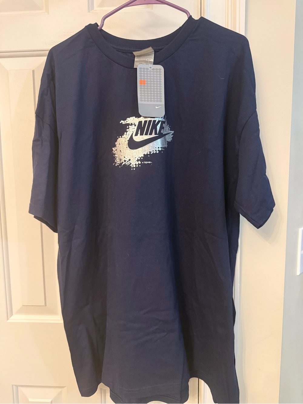 NWT Nike Navy Short-Sleeve Tee with Silver Splash Logo